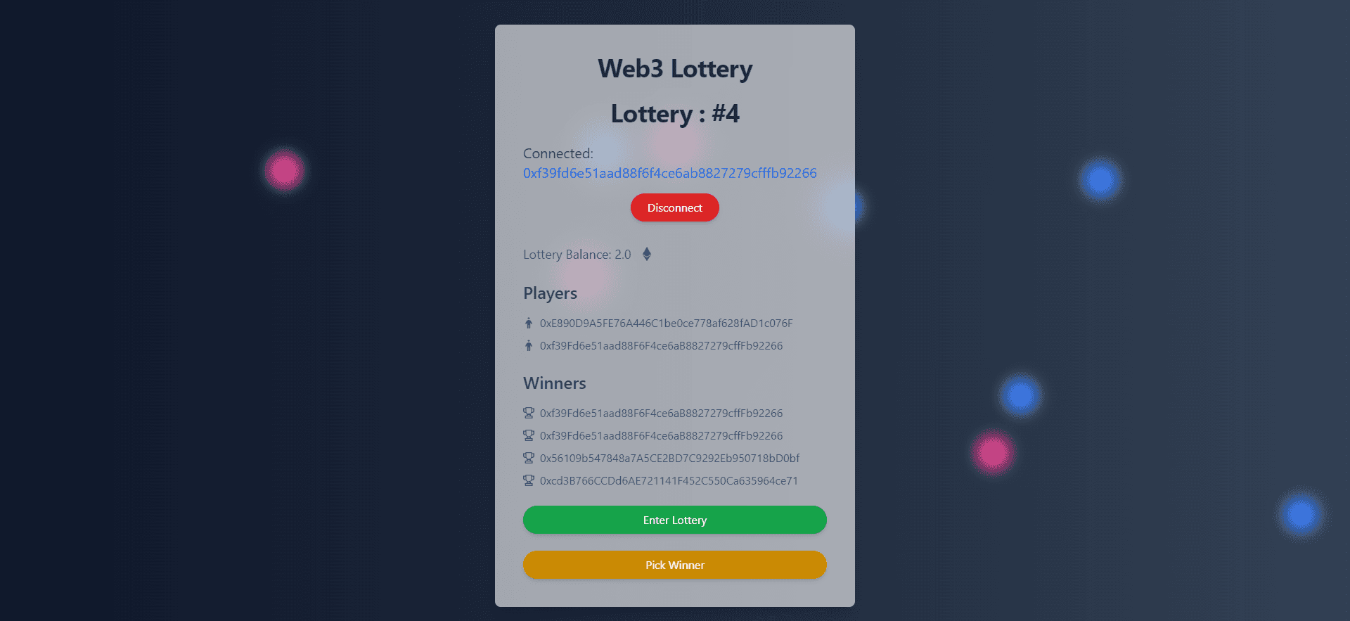 Decentralized Lottery App